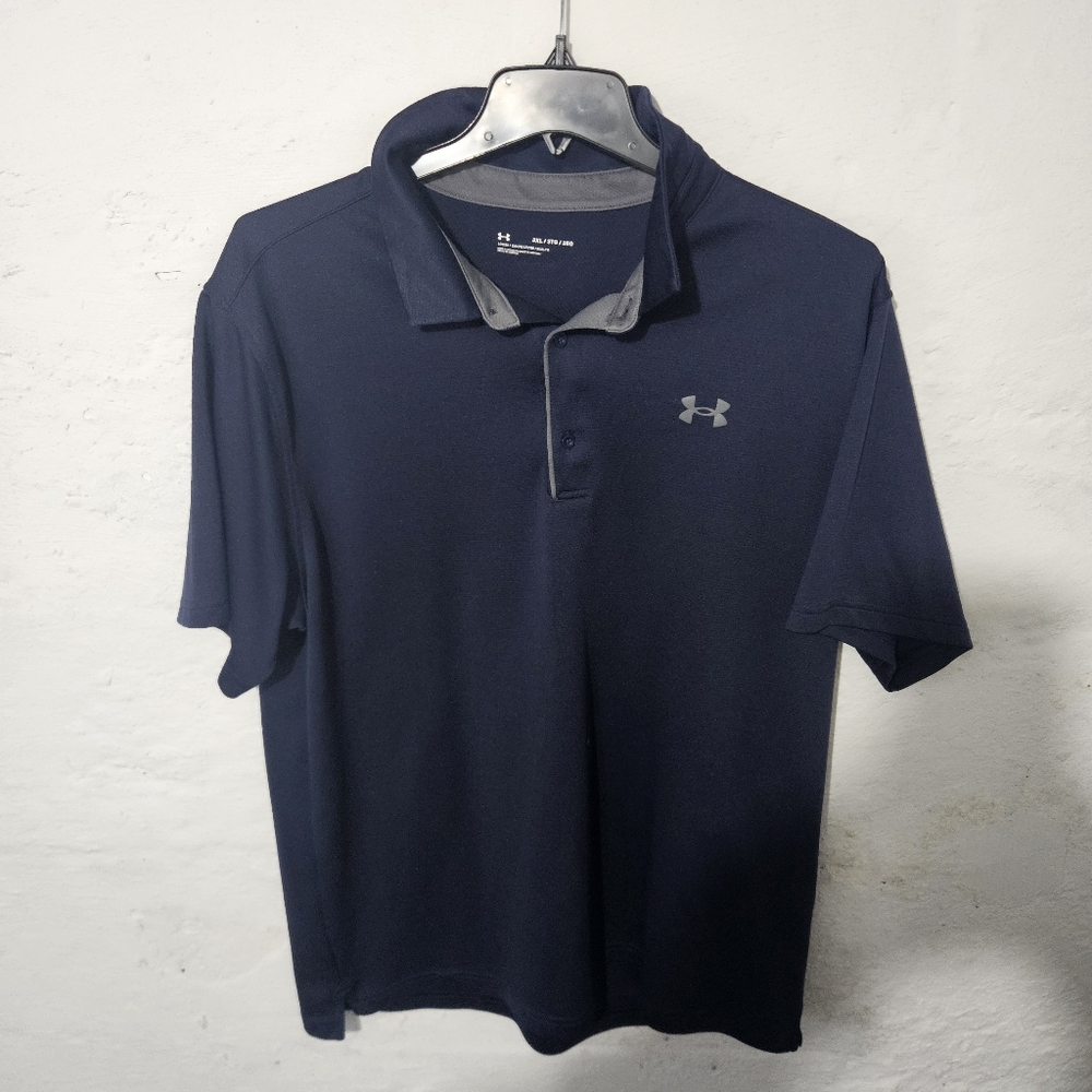 Under Armour Polo Shirt Mens 3XL XXXL Navy Blue Loose Heatgear Performance